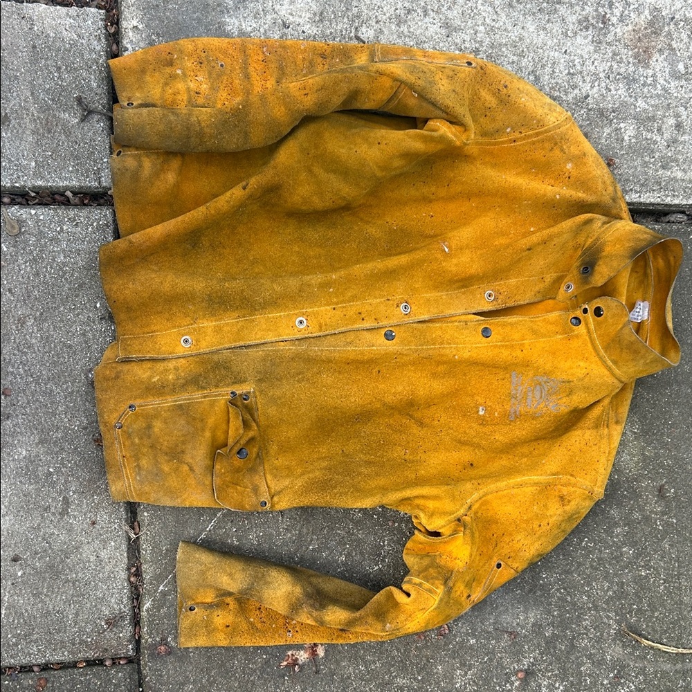 Men's Yellow leather burning Jacket